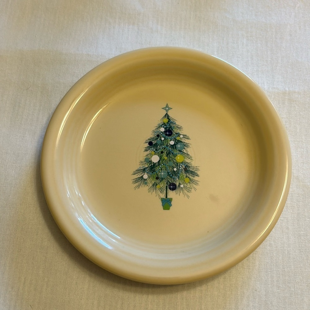 Fiesta Ware Ivory Blue Christmas Tree Appetizer Plate